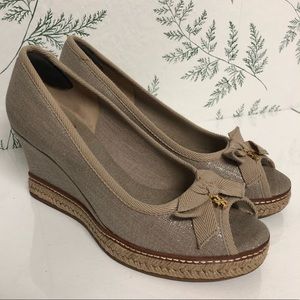 Tory Burch Wedges Jackie Canvas Espadrille PeepToe